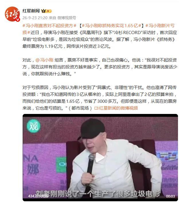 导演冯小刚回应此前言论风波，坦言：“我很对不起投资方”，图片 1